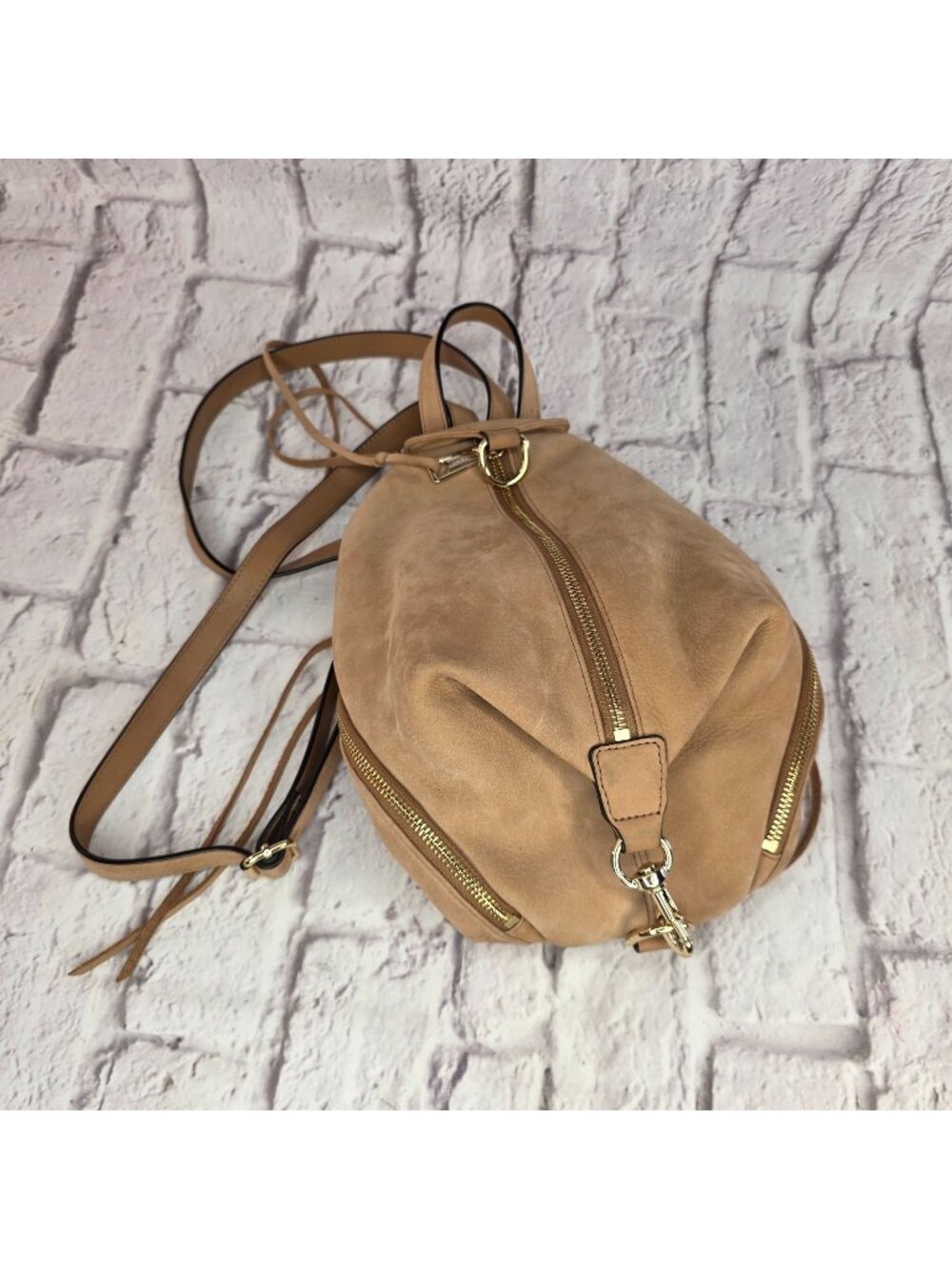 Rebecca Minkoff Julian Backpack Tan Brown Leather Gold Hardware
